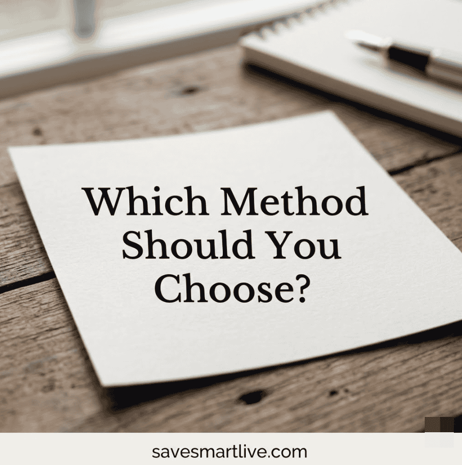 Visual guide to creating a monthly budget with savings, wants, and needs categories.