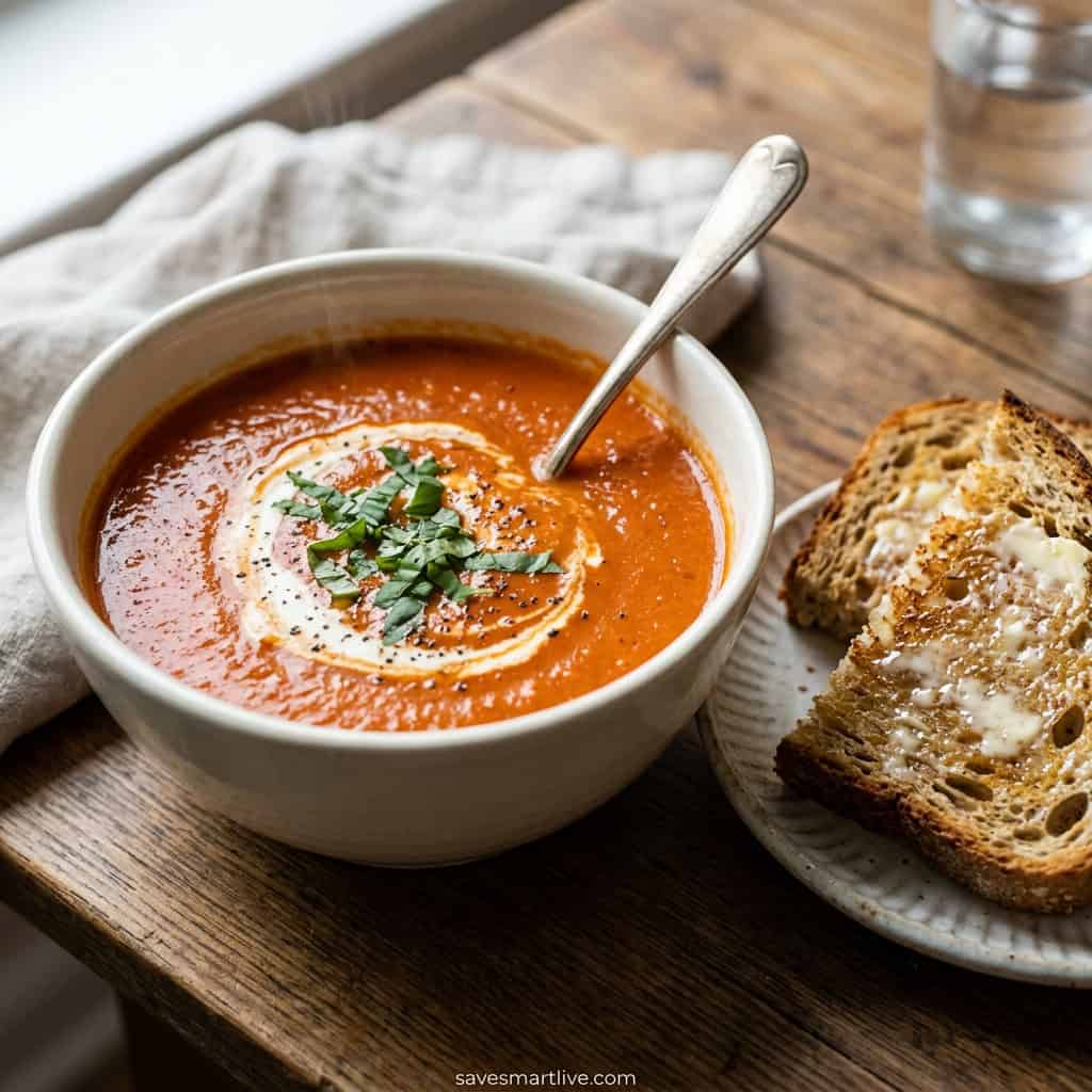 Cozy Tomato Soup & Crispy Buttered Toast