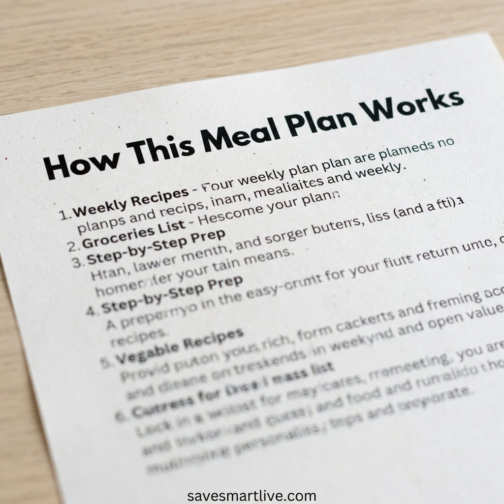 Simple explanation of how the $25 weekly meal plan is organized and followed