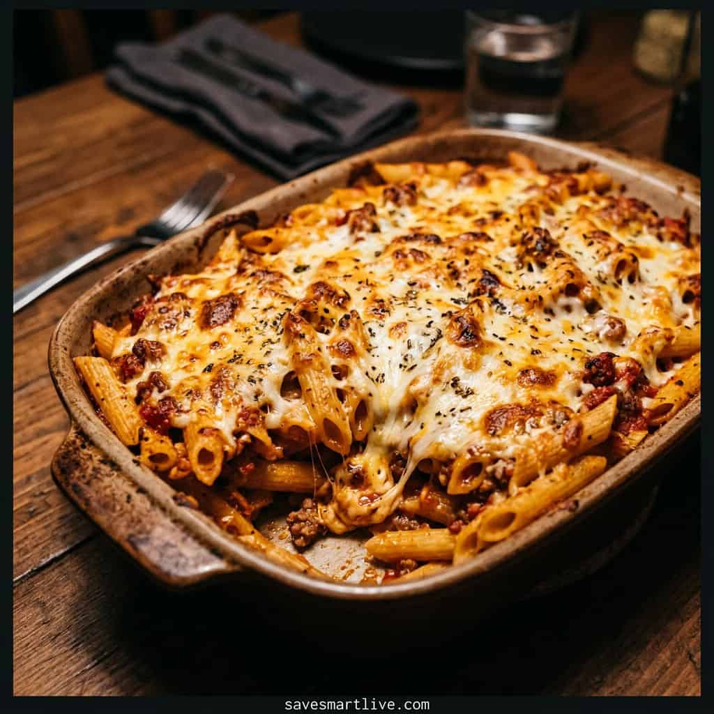 Day 1: Creamy Cheesy Pasta Bake